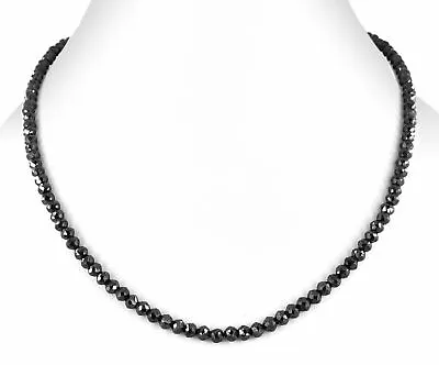 $184 • Buy 20 Inch Top Qlty 3 Mm 36 Ct Black Diamond Beads Necklace Earth Mined Certified