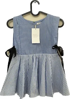 Zara Trf Collection Blue White Stripe Blouse Peplum Tie Waist Size XS • £14