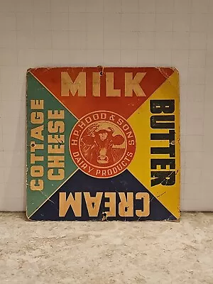 Hood & Sons Dairy Products Sign Butter Milk Cow Cream Cheese DOUBLE SIDED Cow • $75