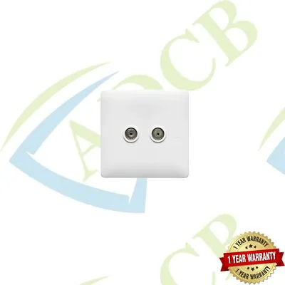Verso TV Aerial Socket Coaxial Coax Wall Dual Face Plate White TV Point 2 Gang • £5.59
