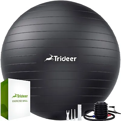 £8.09 • Buy Trideer Extra Thick Yoga Exercise Ball Heavy Duty Gym Pregnancy Set 65cm (Black)
