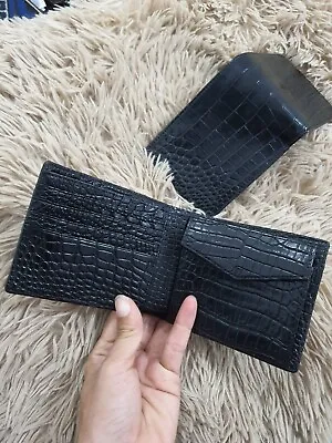 Black Genuine Alligator Crocodile Leather Skin Men's Bifold Wallet Credit Card • $148