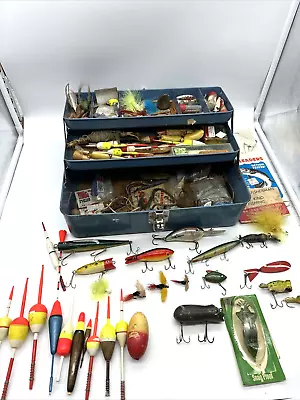 Lot Of Vintage/Antique Lures Wood - Metal- Plastic And Box • $69.97