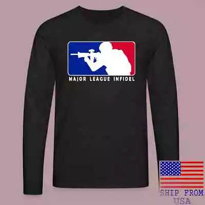 MLI Major League Infidel Logo Black Longsleeve T-Shirt Size S-2XL • $15.99