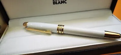 New Montblanc Meisterstack Mb163P Gold White Ballpoint Pen With Box • $13.50