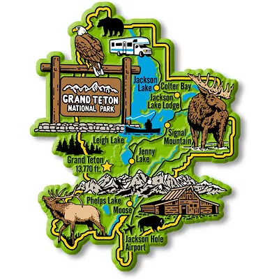 Grand Teton National Park Map Magnet By Classic Magnets • $7.99
