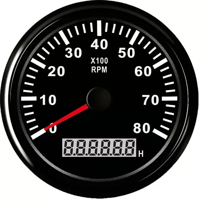 85mm 3-3/8  Tachometer 0-8000RPM Engine Gas Tacho Waterproof Red LED USA STOCK • $43.65