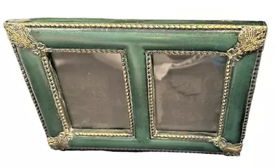 Vintage Weston Gallery Ornate Green Gilt Art Nouveau Double Slot Picture Frame • $29