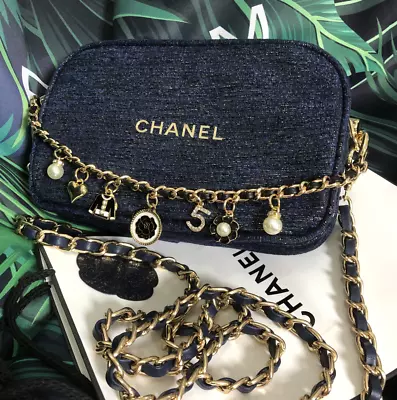 Chanel Beauty 2023 VIP Xmas Gift Cosmetic Bag Handbag Navy Blue & Paper Gift Bag • $65