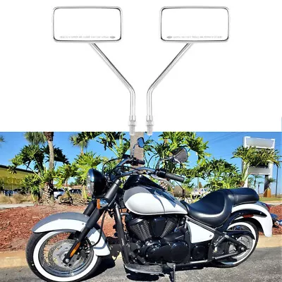 Motorcycle Rear View Side Mirrors Long Stem Chrome For Kawasaki Vulcan 900 1500 • $31.42