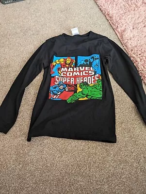 Boys Marvel Long Sleeve Top Age 8-9 Years Superhero Pullover • £2.49