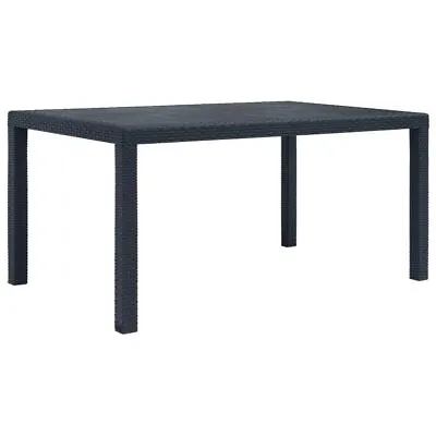 $184.95 • Buy Plastic Outdoor Dining Table Garden Patio Rattan Look Furniture 150cm Anthracite