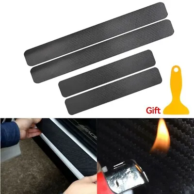 Car Door Sill Protector Door Step Plate Cover Carbon Fiber Style Decal Sticker • $5.99