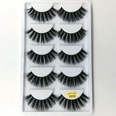 5 Pair 3D Mink False Eyelashes Wispy Cross Long Thick Soft Fake Eye Lashes • £3.99