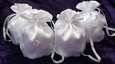 NEW GIRLS Communion / Bridesmaid / Dolly Bag In WHITE Satin / Various Trims  • £7