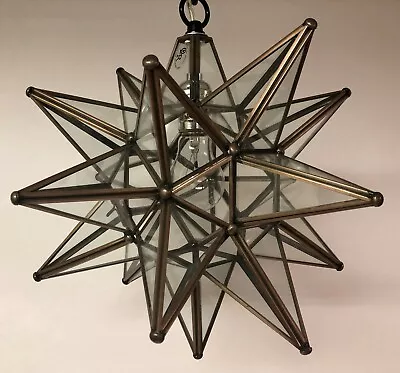 Moravian Star Pendant Light 19  Or 15  Clear Glass With Copper Finish Trim • $160