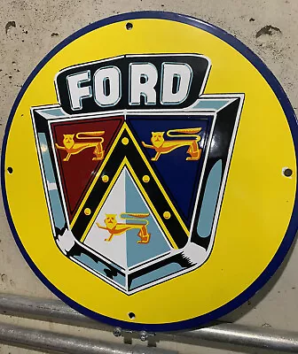 Vintage Style Ford Motor Detroit Car   Oil Porcelain Sign • $79