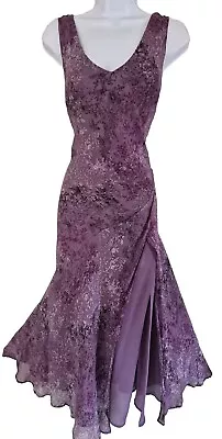 Womens Monsoon Vintage Purple Floral Silk Y2k Bias Fairy Whimsical Maxi Dress 14 • £69.99