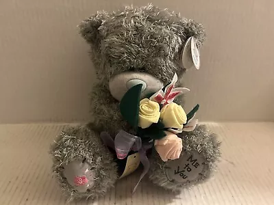 Me To You A Grey Bear With A Blue Nose 8  Plush With Flowers • $24.99