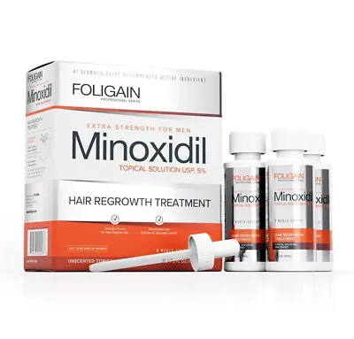 FOLIGAIN MINOXIDIL 5% HAIR REGROWTH TREATMENT FOR MEN 3 Month Supply 3x60ml • $37.32