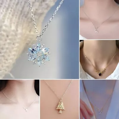 Fashion Christmas Deer Elk Crystal Zircon Pendant Necklace Clavicle Chain Women • $1