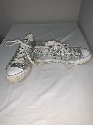 Women's Converse Chuck Taylor All Star Low Silver Glitter Sizes 6 • $15.99