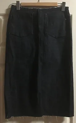 Marithe Francois Girbaud Denim Black Raw Edge Skirt Size 42 (Italy) • $45.67