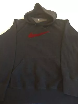 Vintage Nike Hoodie Mens XL  Dark Gray With Red Swoosh Pullover Jacket • $19.99