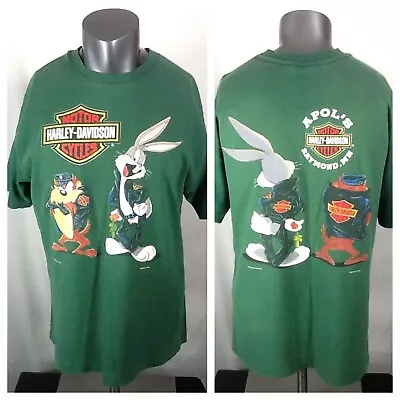 Vintage 1993 Harley Davidson Looney Tunes Shirt (Large) Double Sided VTG 90s • $60