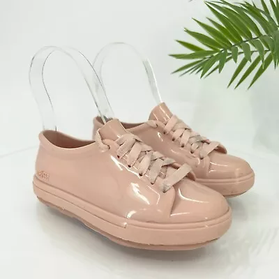 Dreamed By Melissa Girls Shoes Toddlers Size 13 Light Pink Lace Up PVC Sneakers • $29.95