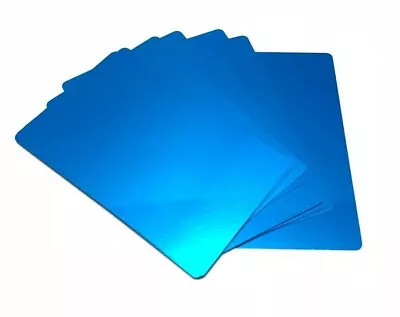 100 Blue Anodized Aluminum Business Card Blanks Laser Engraving Sheet Metal CNC • $18.99