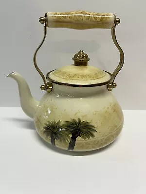 TABLETOPS UNLIMITED Enamel Vitroceramic Teapot Kettle Palm Tree • $20