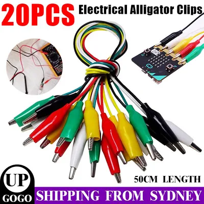 20x Electrical Alligator Clips Test Lead Jumper Wire Crocodile Cable Wire 50cm • $8.45