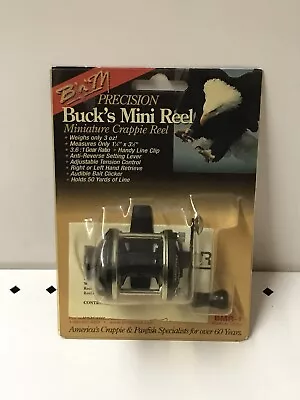 NOS BnM Bucks Mini Crappie Reel Right/Left Hand Holds 50 Yards BMR1 • $19.99