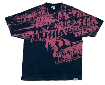 Vintage Men’s METAL MULISHA Black & Red Spellout Shirt Sleeve T-Shirt Y2K 2XL • $39.99