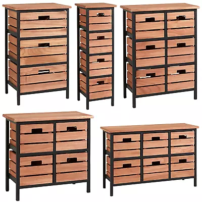 Solid Wood Chest Of Drawers Storage Unit Bedroom Office Organiser Metal Frame • £39.99