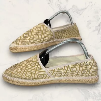 NWT J. Crew Green / Ivory Flat Loafers Slip On Hemp Rope Trim Women’s Size 10 • $22.50