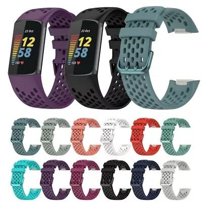 For Fitbit Charge 5/ Charge 6  Silicone Sports Replacement Breathable Band Strap • $19.95