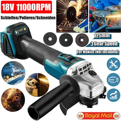 18V 125mm Electric Cordless Brushless Angle Grinder & Disc For Makita Battery • £24.99