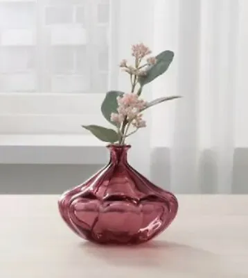 Ikea Vanligen Bud Vase Single Stem Flower Dark Red Glass Aladdin Shape  • $10