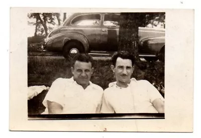 Two Good Looking Men Man Car Auto Scene Vintage Snapshot Photo • $7.50