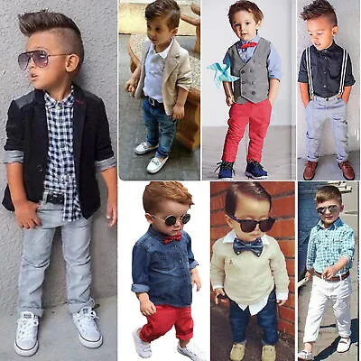 £21.57 • Buy Kids Baby Boys Clothes Gentleman Blazer Coat Casual Shirt Tops Pants Formal Set
