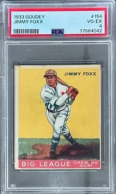 1933 Goudey #154 Jimmy Fox (hof) Psa 4 Vg-ex+free Shipping! • $2249