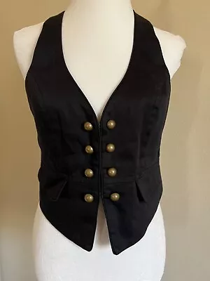 H&M Size 10 Sexy Little Black Vest Fully Lined Brass Buttons Hook Closure Fitted • $13.75