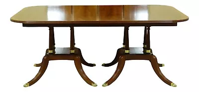 L51513EC: CRAFTIQUE Banded Flame Mahogany Dining Room Table • $3895
