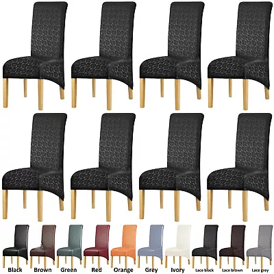 8PCS Stretch Dining Chair Cover Highback Waterproof Fit PU Leather Wedding Cover • $94.75