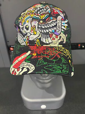 Don Ed Hardy New York Trucker Hat Skull Eagle Black Snapback Mesh Cap All Over • $37.99