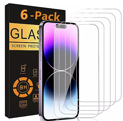 6-Pack Tempered Glass Screen Protector For IPhone 15 14 13 12 11 Pro Max XS XR 8 • $7.99