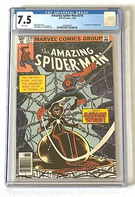Amazing Spider-Man #210 CGC 7.5 1st Madame Web KEY Marvel Graded Comic 1980 • $200