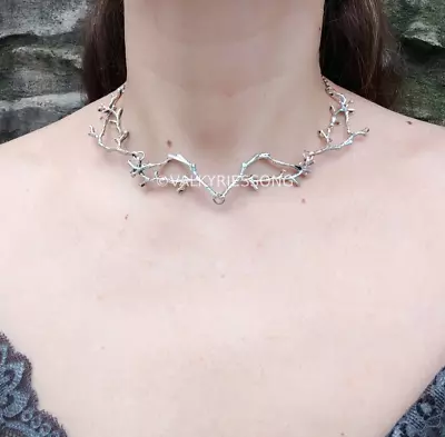 Elven Silver Branch Necklace Handmade Choker Collar Renaissance Fantasy Jewelry • $42